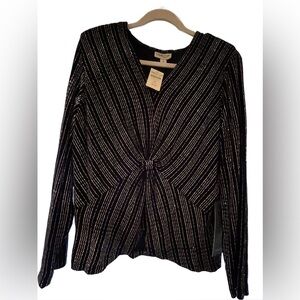 Coldwater Creek Elegant black/silver Sparkle Blouse 1X (NWT)